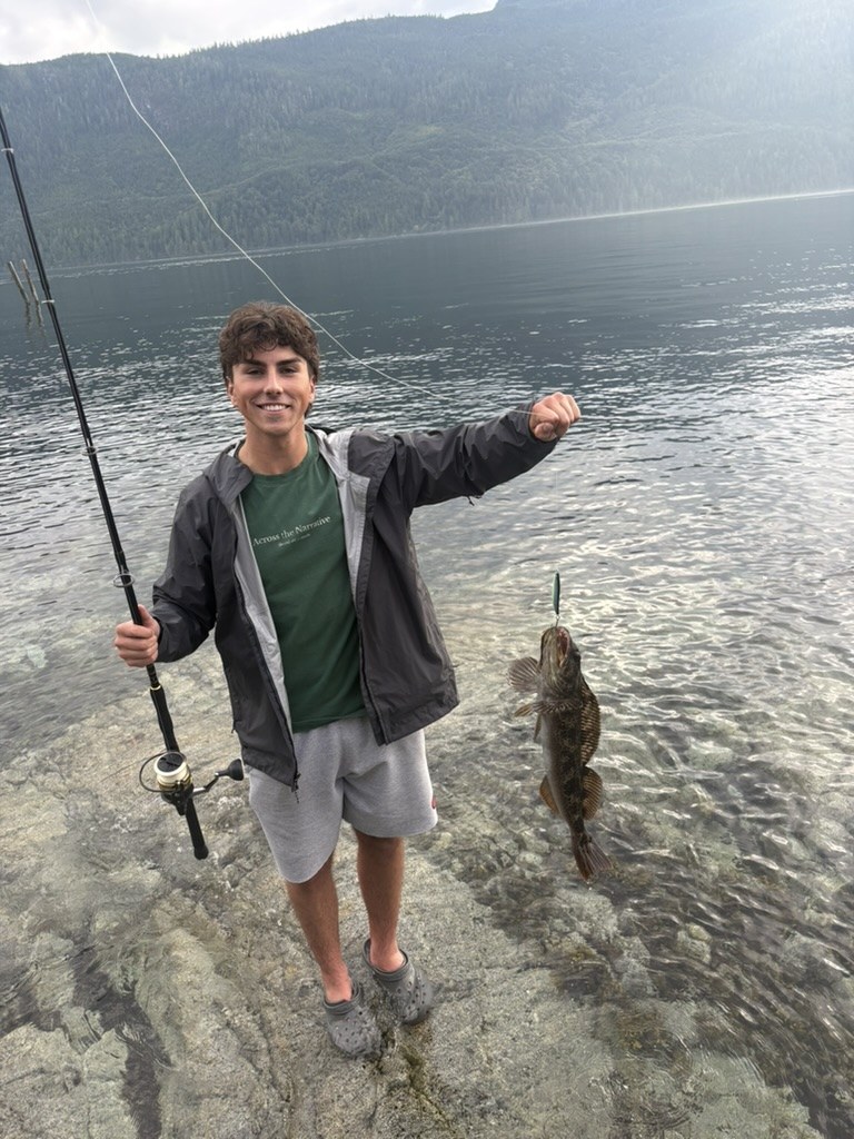 Justin fishing at a mountain lake